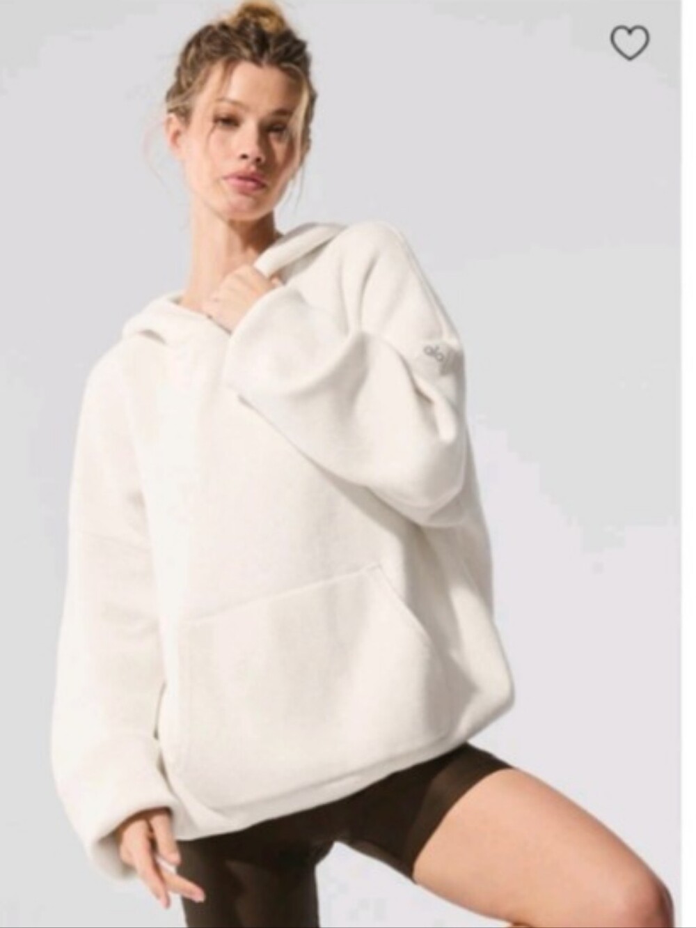 Alo Yoga Scholar Hooded Sweater Ivory Oversized Knit Hoodie Women's No Size Tag